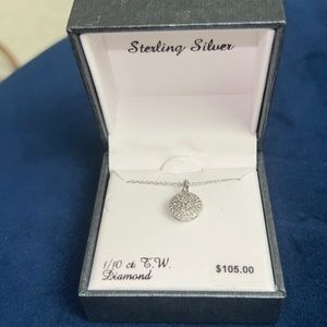 Sterling Silver 1/10CTTW Diamond Pendant Necklace